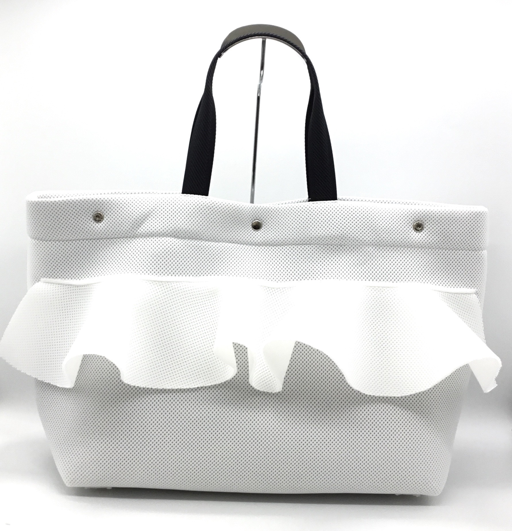 gMbD  Ruffle Tote PVCハンドル (Big) White